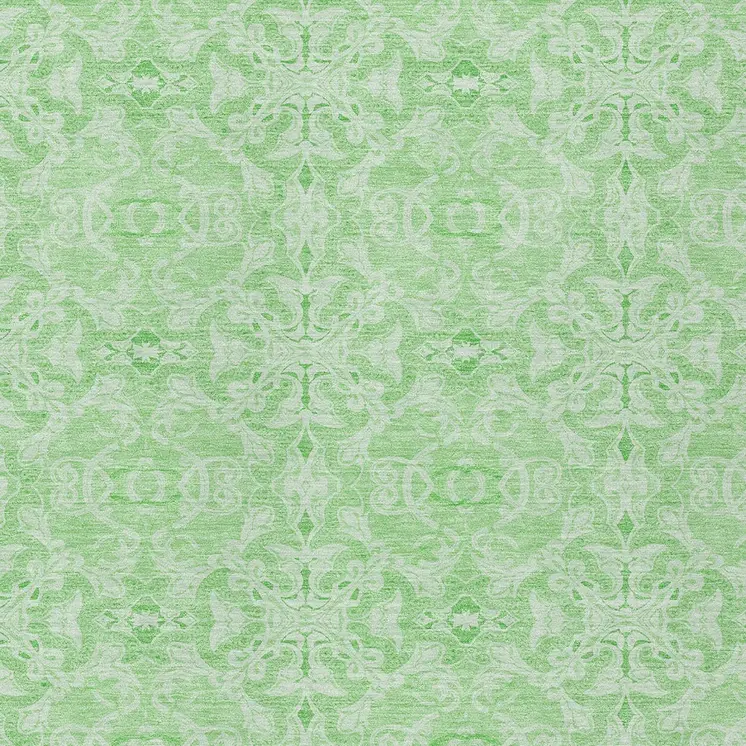 9' X 12' Lime Green And Green Medallion Washable Indoor Outdoor Area Rug