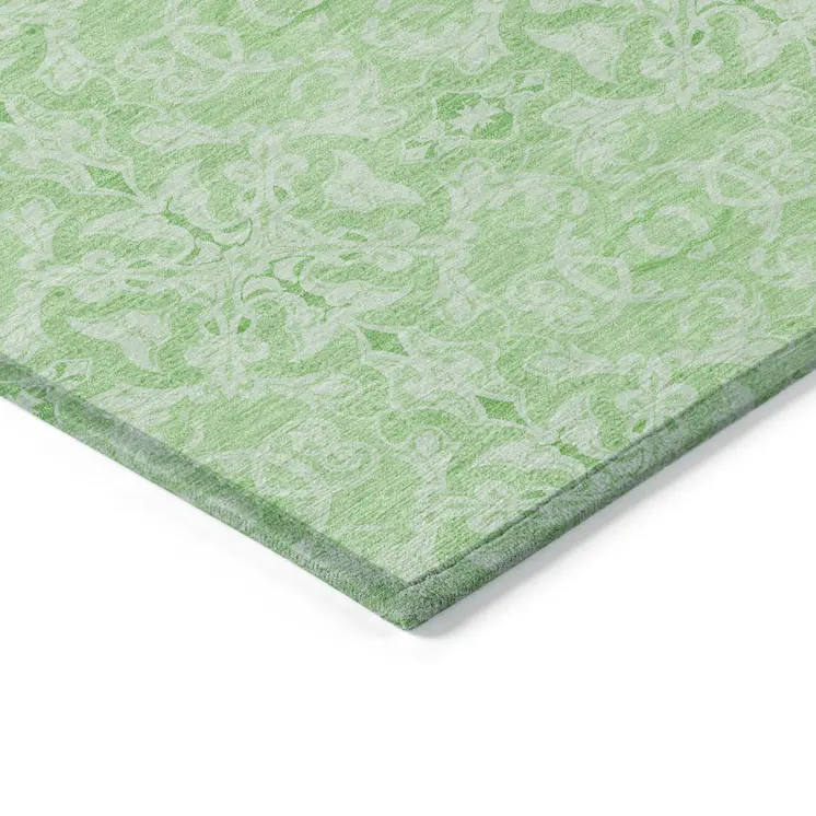9' X 12' Lime Green And Green Medallion Washable Indoor Outdoor Area Rug