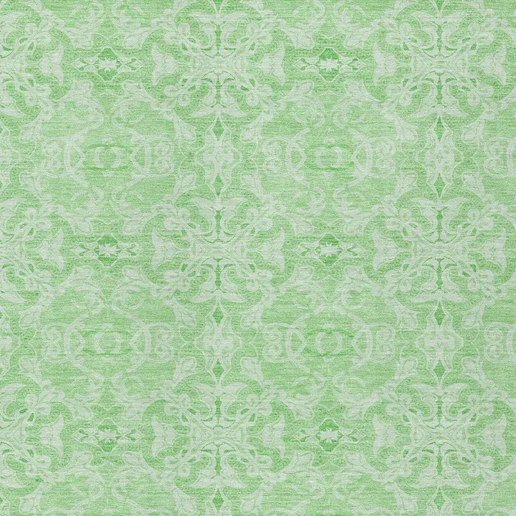 10' X 14' Lime Green And Green Medallion Washable Indoor Outdoor Area Rug