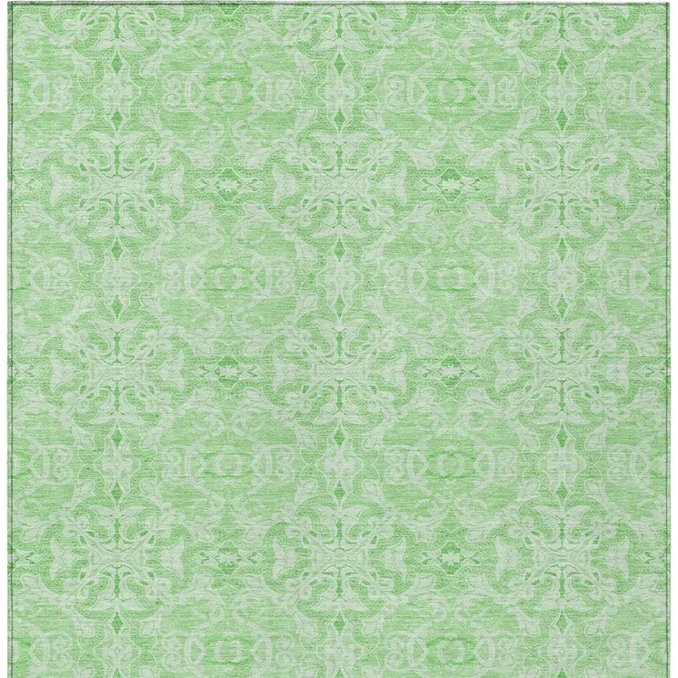 10' X 14' Lime Green And Green Medallion Washable Indoor Outdoor Area Rug