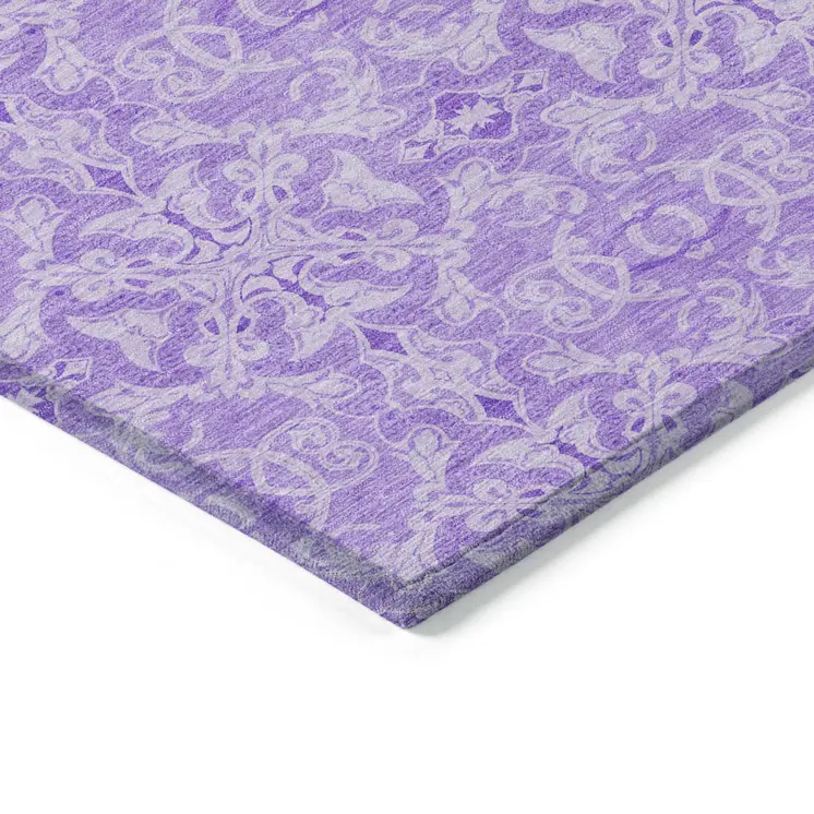 5' X 8' Lavender Medallion Washable Indoor Outdoor Area Rug