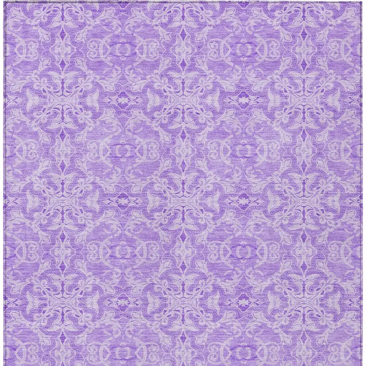 5' X 8' Lavender Medallion Washable Indoor Outdoor Area Rug