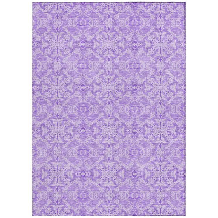 8' X 10' Lavender Medallion Washable Indoor Outdoor Area Rug