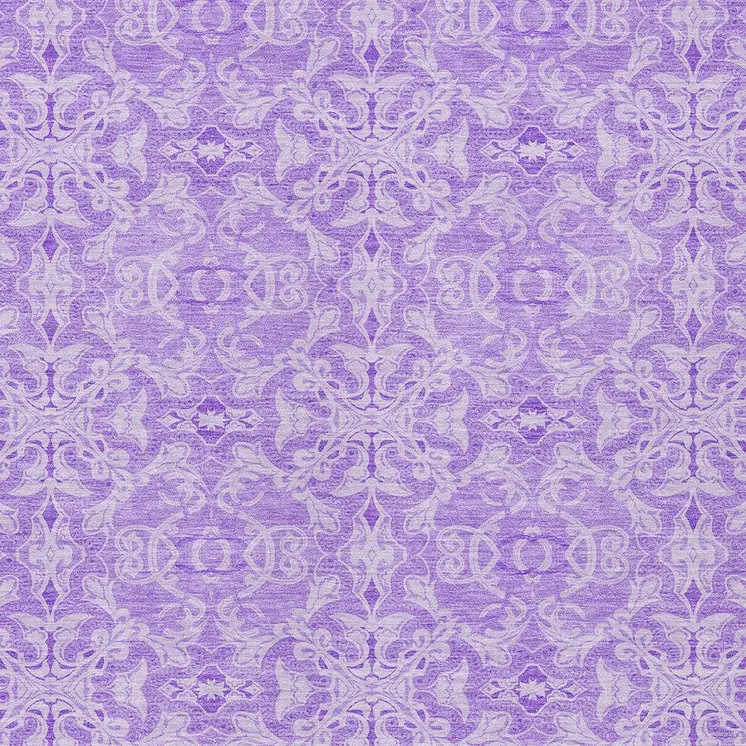 9' X 12' Lavender Medallion Washable Indoor Outdoor Area Rug