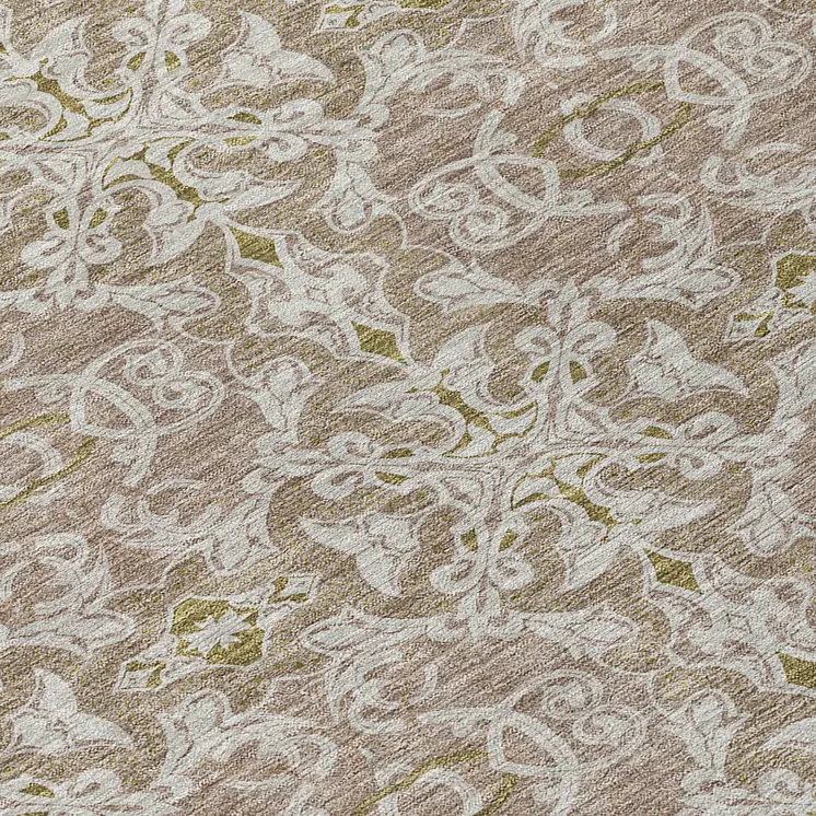8' Brown Beige And Taupe Round Medallion Washable Indoor Outdoor Area Rug