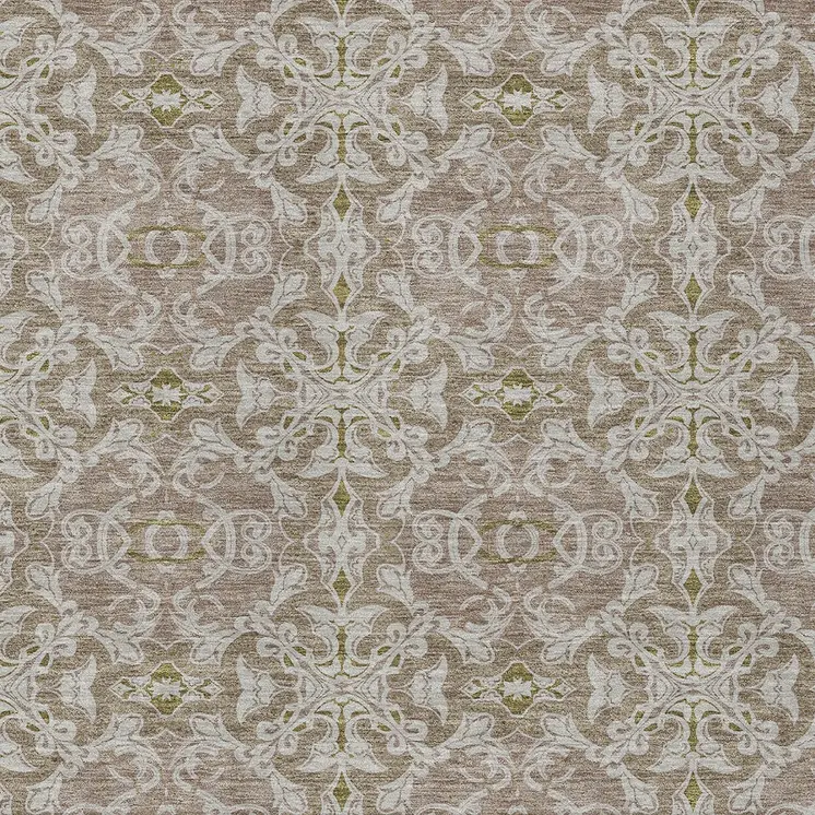 8' X 10' Brown Beige And Taupe Medallion Washable Indoor Outdoor Area Rug