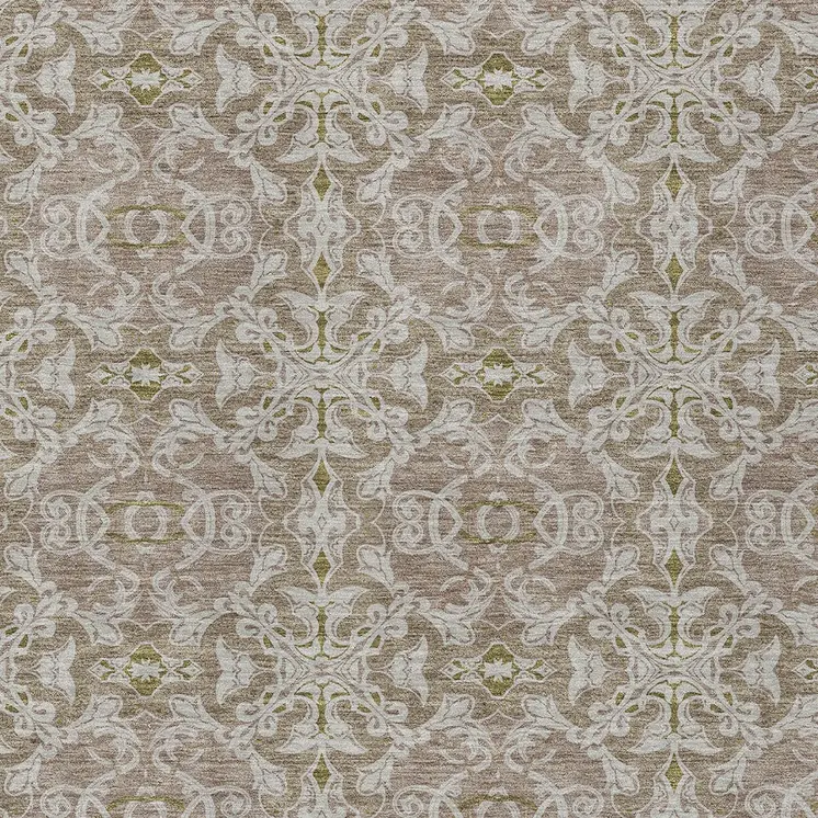 9' X 12' Brown Beige And Taupe Medallion Washable Indoor Outdoor Area Rug