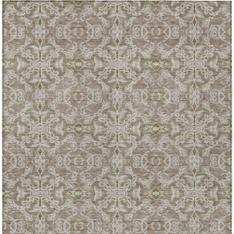 10' X 14' Brown Beige And Taupe Medallion Washable Indoor Outdoor Area Rug