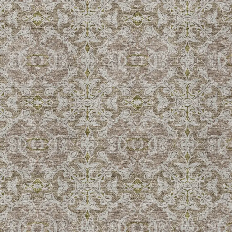 10' X 14' Brown Beige And Taupe Medallion Washable Indoor Outdoor Area Rug