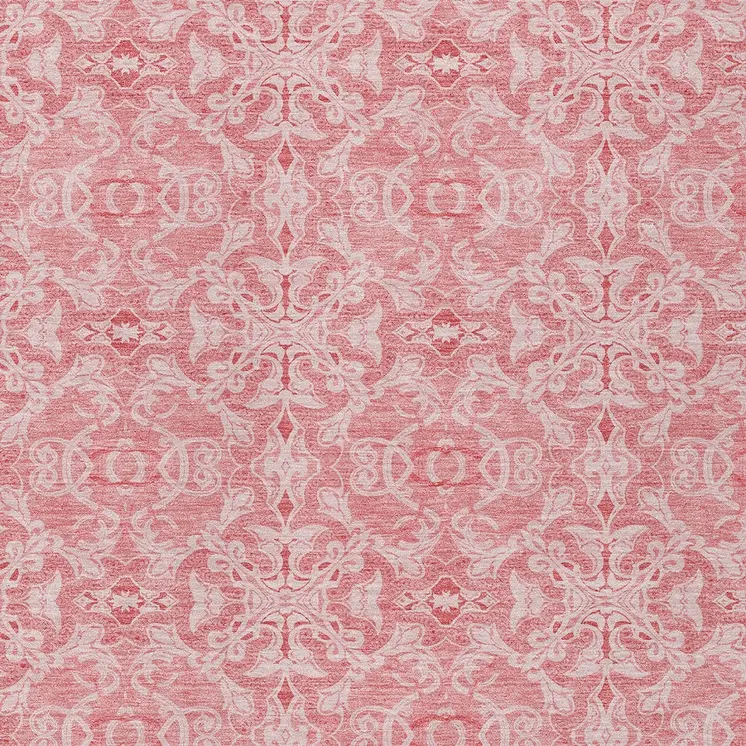 3' X 5' Pink And Blush Medallion Washable Indoor Outdoor Area Rug