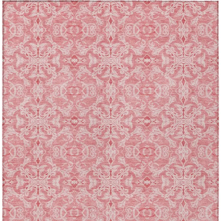 3' X 5' Pink And Blush Medallion Washable Indoor Outdoor Area Rug
