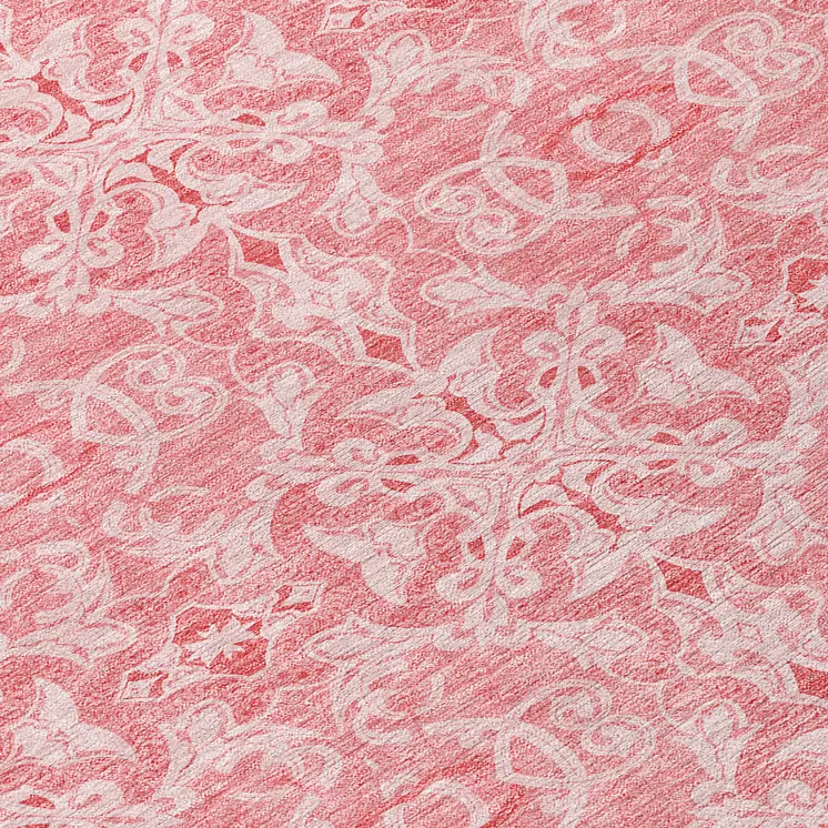 8' Pink And Blush Round Medallion Washable Indoor Outdoor Area Rug