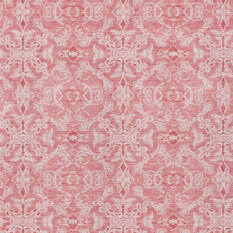 8' X 10' Pink And Blush Medallion Washable Indoor Outdoor Area Rug