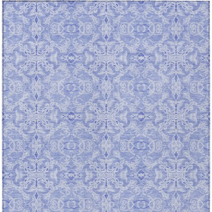 3' X 5' Sky Blue And Denim Blue Medallion Washable Indoor Outdoor Area Rug