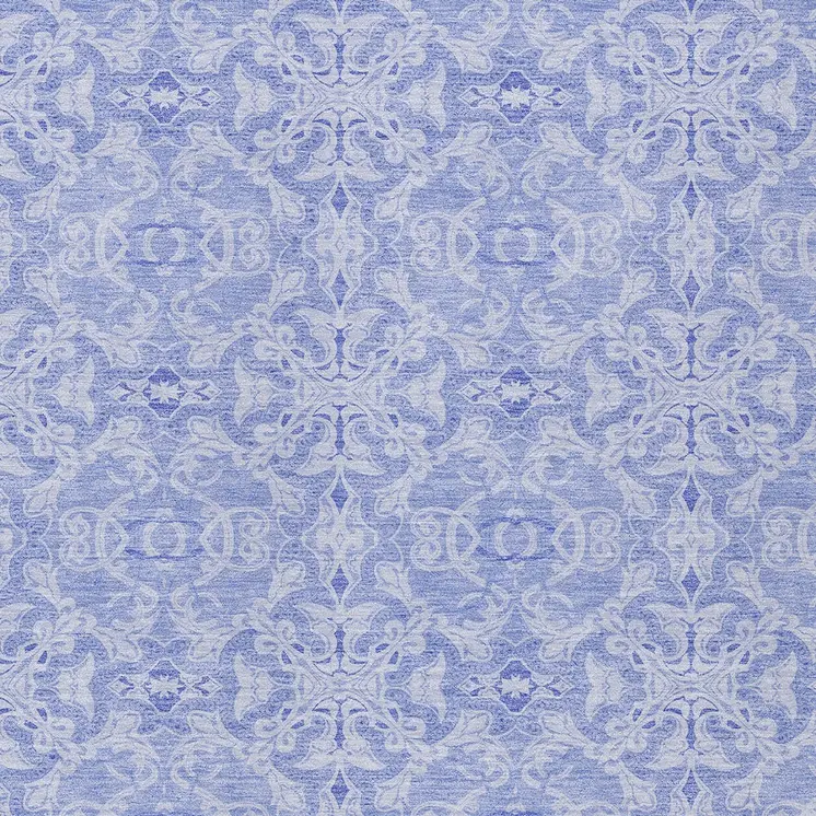 5' X 8' Sky Blue And Denim Blue Medallion Washable Indoor Outdoor Area Rug