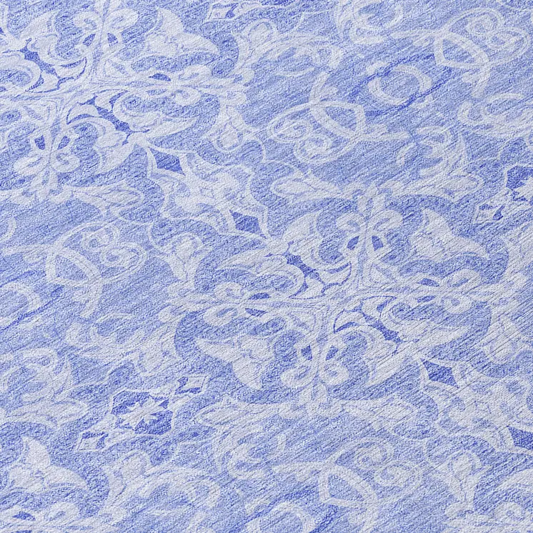 8' Sky Blue And Denim Blue Round Medallion Washable Indoor Outdoor Area Rug
