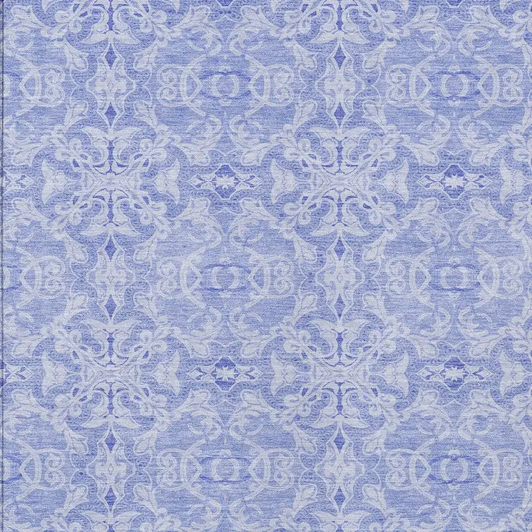 9' X 12' Sky Blue And Denim Blue Medallion Washable Indoor Outdoor Area Rug