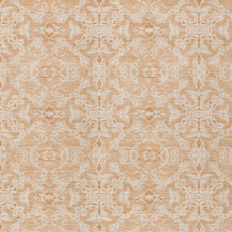 3' X 5' Salmon And Beige Medallion Washable Indoor Outdoor Area Rug