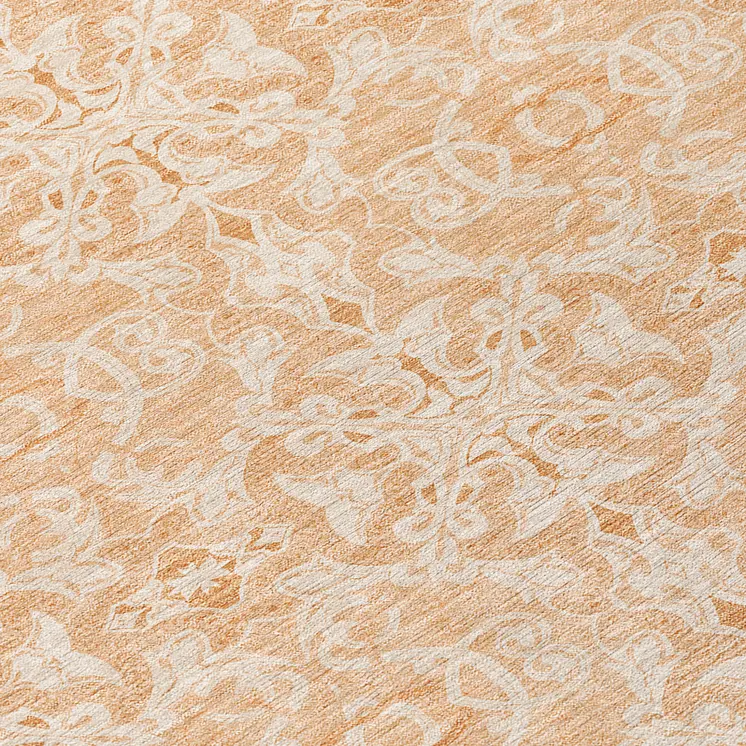 8' Salmon And Beige Round Medallion Washable Indoor Outdoor Area Rug