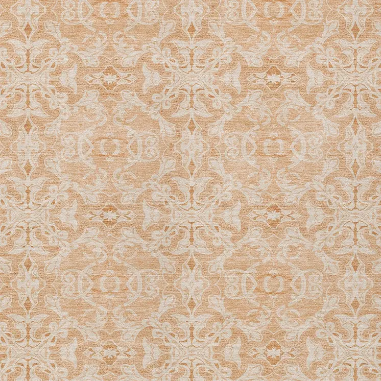 10' X 14' Salmon And Beige Medallion Washable Indoor Outdoor Area Rug