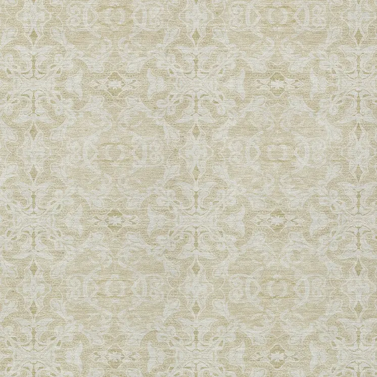 3' X 5' Tan And Beige Medallion Washable Indoor Outdoor Area Rug