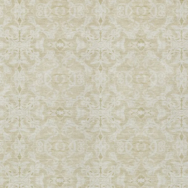 5' X 8' Tan And Beige Medallion Washable Indoor Outdoor Area Rug