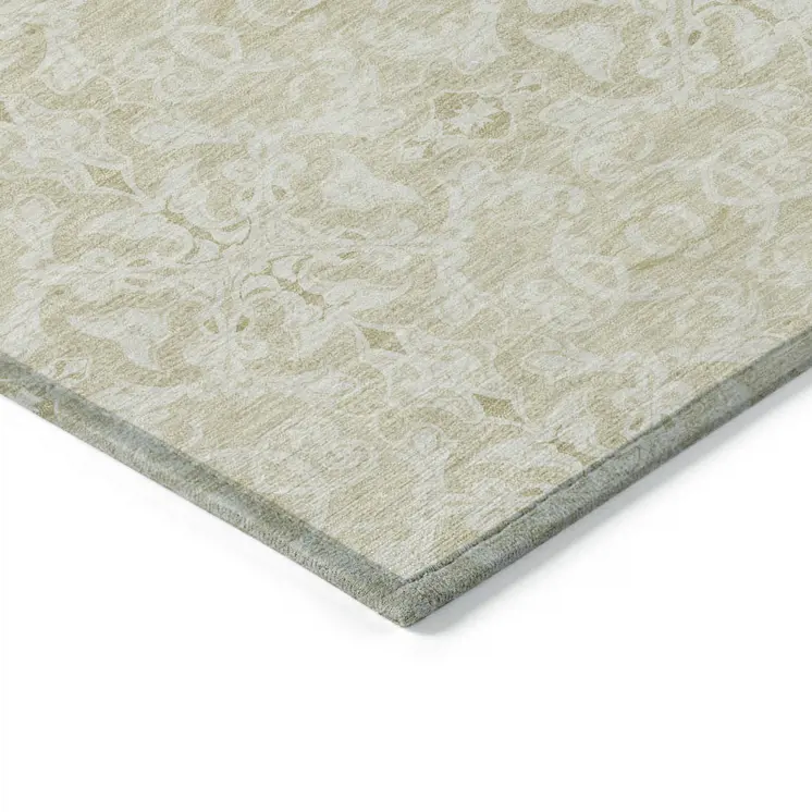 8' X 10' Tan And Beige Medallion Washable Indoor Outdoor Area Rug