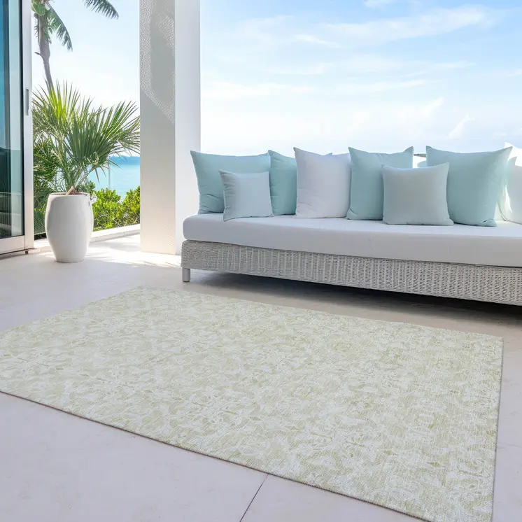 9' X 12' Tan And Beige Medallion Washable Indoor Outdoor Area Rug
