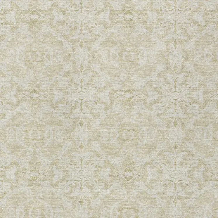 10' X 14' Tan And Beige Medallion Washable Indoor Outdoor Area Rug