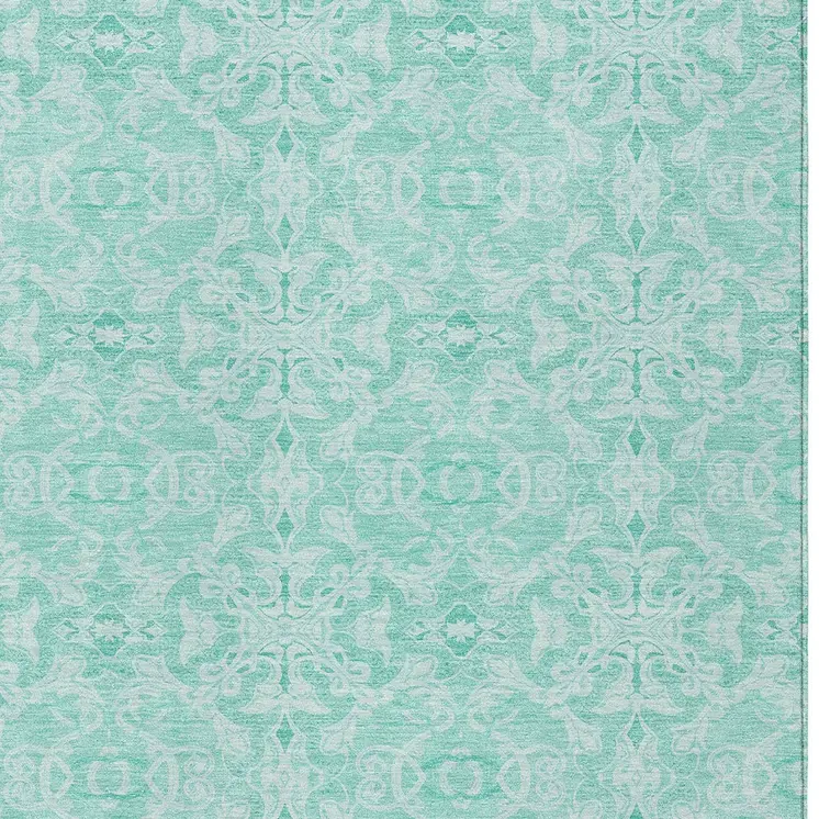 5' X 8' Turquoise And Teal Blue Medallion Washable Indoor Outdoor Area Rug