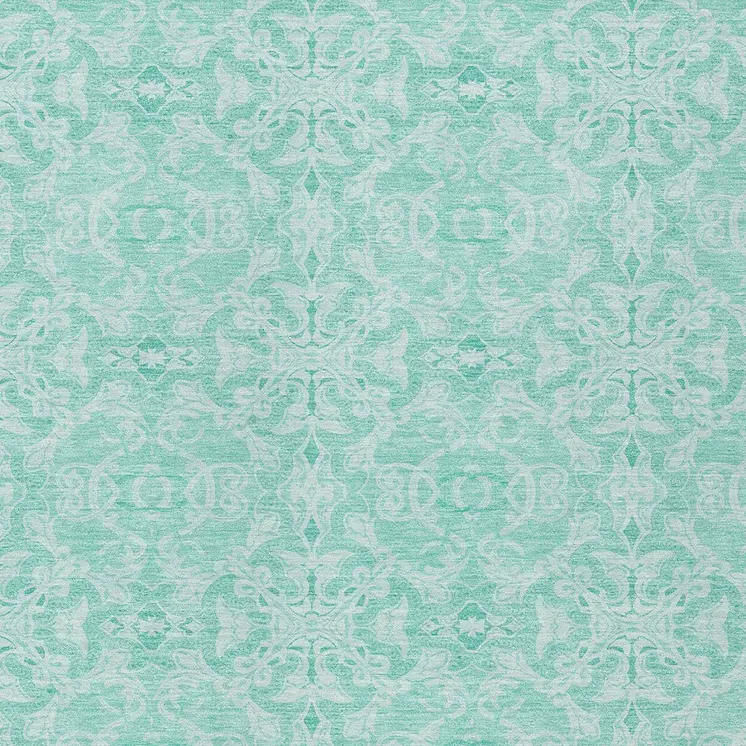 8' X 10' Turquoise And Teal Blue Medallion Washable Indoor Outdoor Area Rug
