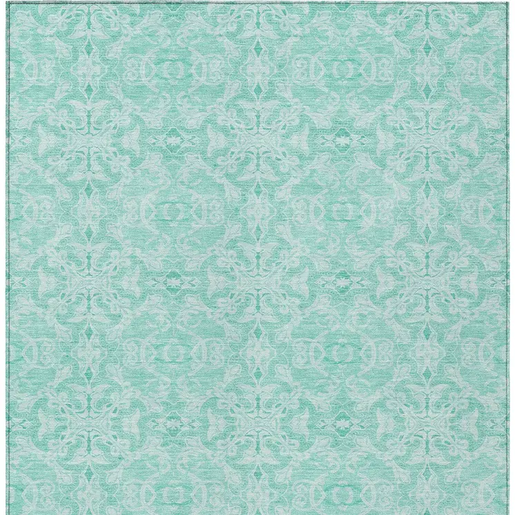 8' X 10' Turquoise And Teal Blue Medallion Washable Indoor Outdoor Area Rug
