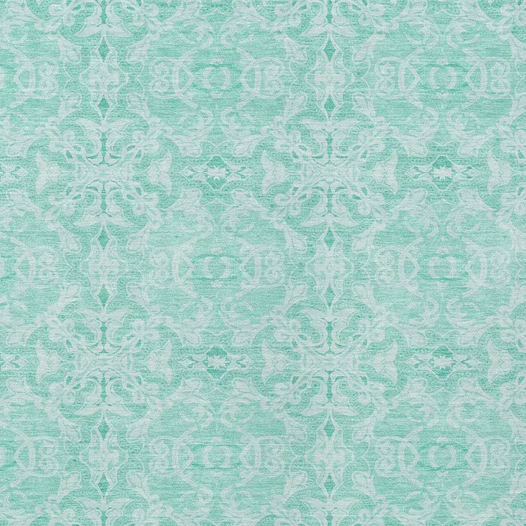10' X 14' Turquoise And Teal Blue Medallion Washable Indoor Outdoor Area Rug
