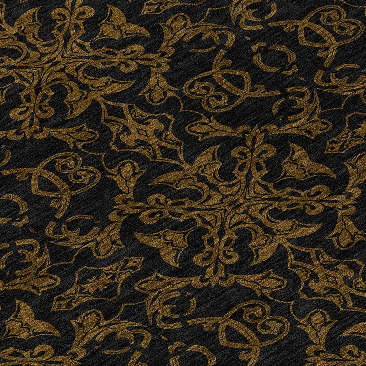 8' Brown And Black Round Medallion Washable Indoor Outdoor Area Rug
