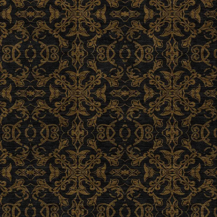 8' X 10' Brown And Black Medallion Washable Indoor Outdoor Area Rug
