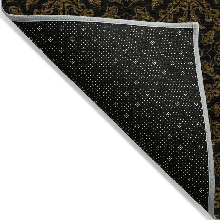 9' X 12' Brown And Black Medallion Washable Indoor Outdoor Area Rug