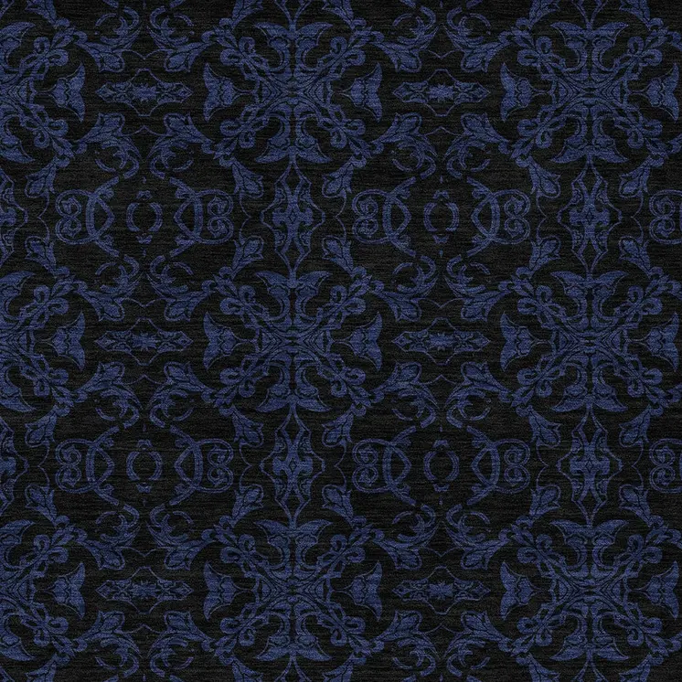 5' X 8' Blue And Navy Blue Medallion Washable Indoor Outdoor Area Rug