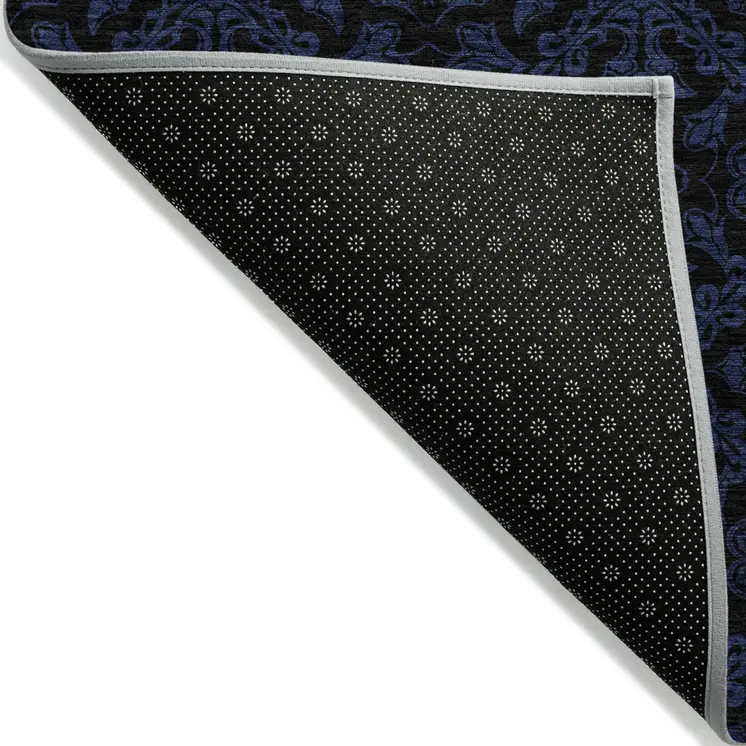 10' X 14' Blue And Navy Blue Medallion Washable Indoor Outdoor Area Rug
