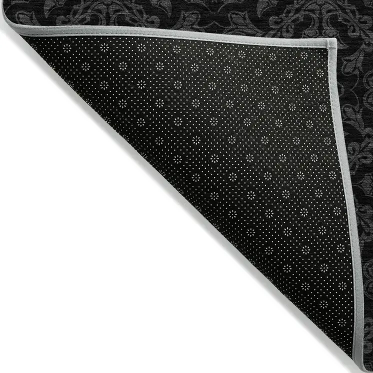 9' X 12' Gray And Charcoal Medallion Washable Indoor Outdoor Area Rug