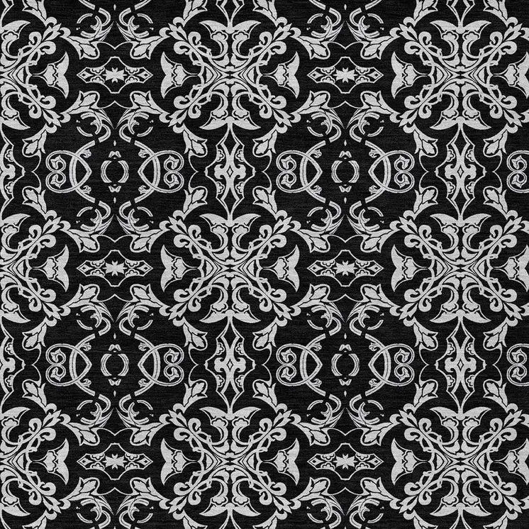 9' X 12' Ivory And Black Medallion Washable Indoor Outdoor Area Rug