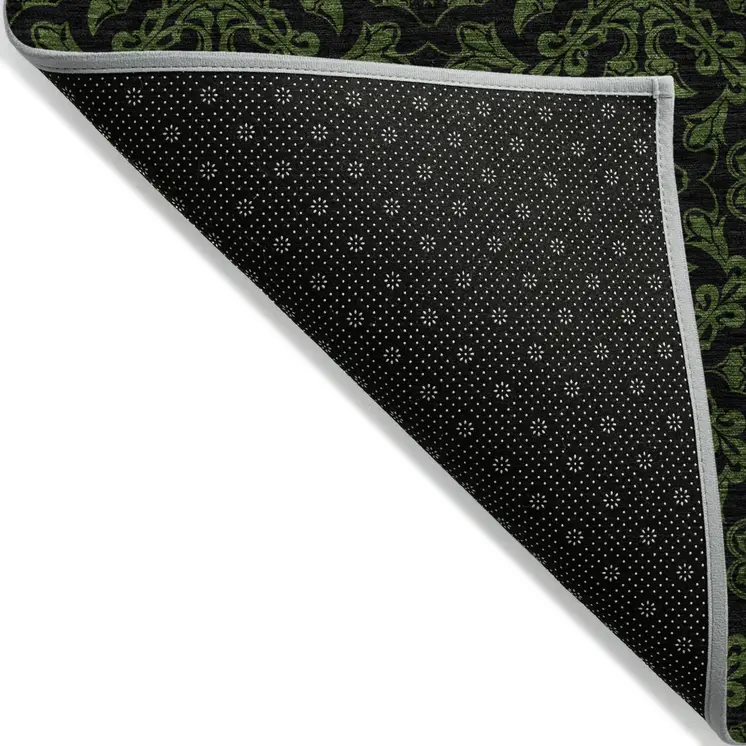 8' X 10' Olive Green And Green Medallion Washable Indoor Outdoor Area Rug