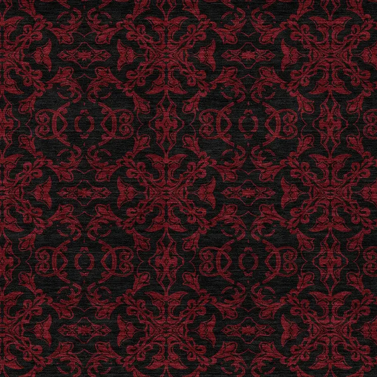 9' X 12' Red And Black Medallion Washable Indoor Outdoor Area Rug