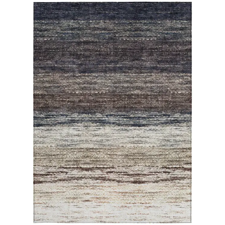 10' X 14' Beige Ivory And Brown Ombre Washable Indoor Outdoor Area Rug