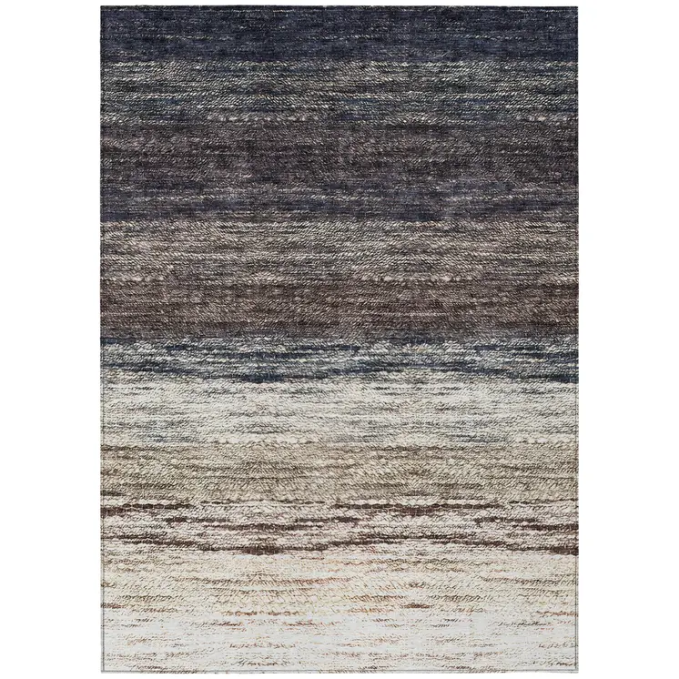 10' X 14' Beige Ivory And Brown Ombre Washable Indoor Outdoor Area Rug