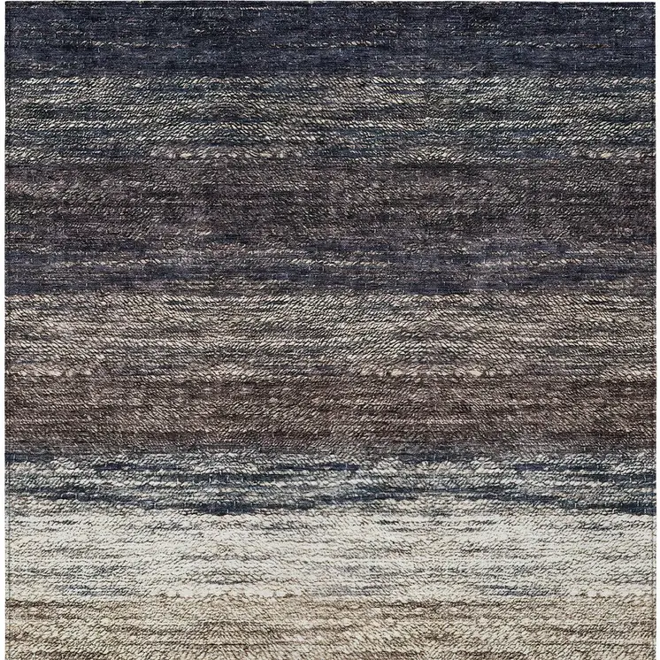 10' X 14' Beige Ivory And Brown Ombre Washable Indoor Outdoor Area Rug