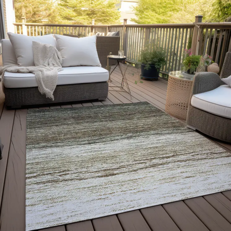 3' X 5' Brown Beige And Tan Ombre Washable Indoor Outdoor Area Rug
