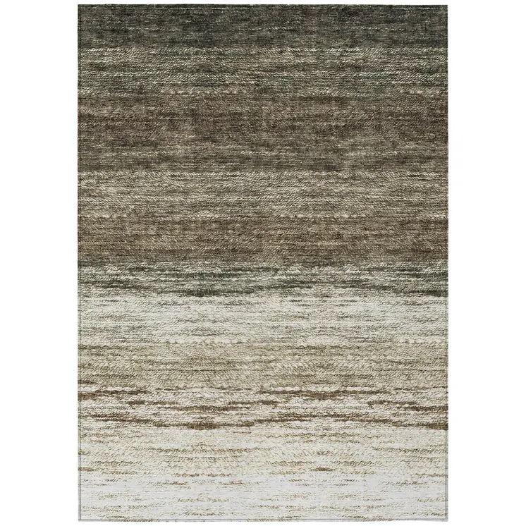 3' X 5' Brown Beige And Tan Ombre Washable Indoor Outdoor Area Rug