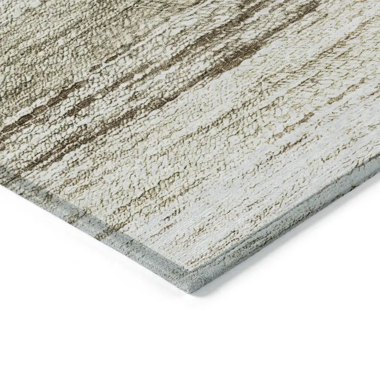 3' X 5' Brown Beige And Tan Ombre Washable Indoor Outdoor Area Rug