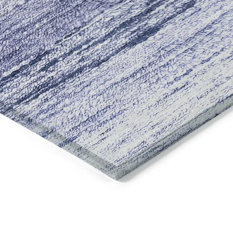 10' X 14' Navy Blue And Ivory Ombre Washable Indoor Outdoor Area Rug