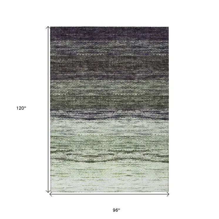 8' X 10' Green Ivory And Purple Ombre Washable Indoor Outdoor Area Rug